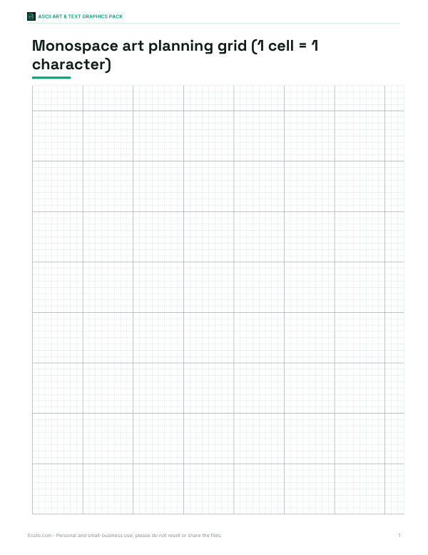 Preview of Printable ASCII Art Planning Grid
